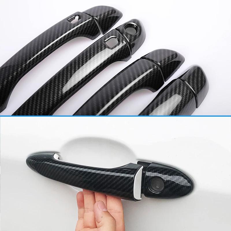 Black Carbon Fiber Exterior Door Handle Cover For Jeep Grand Cherokee 3 III WK 2005~2010 Car Parts Accessories Stickers Styling
