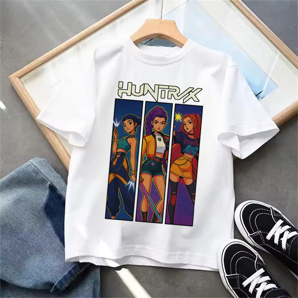 Nouveau T-shirt KPop Chasseurs de Démons Été Enfants Filles Garçons Vêtements pour Enfants T-shirt Décontracté Col Rond Manches Courtes Hauts