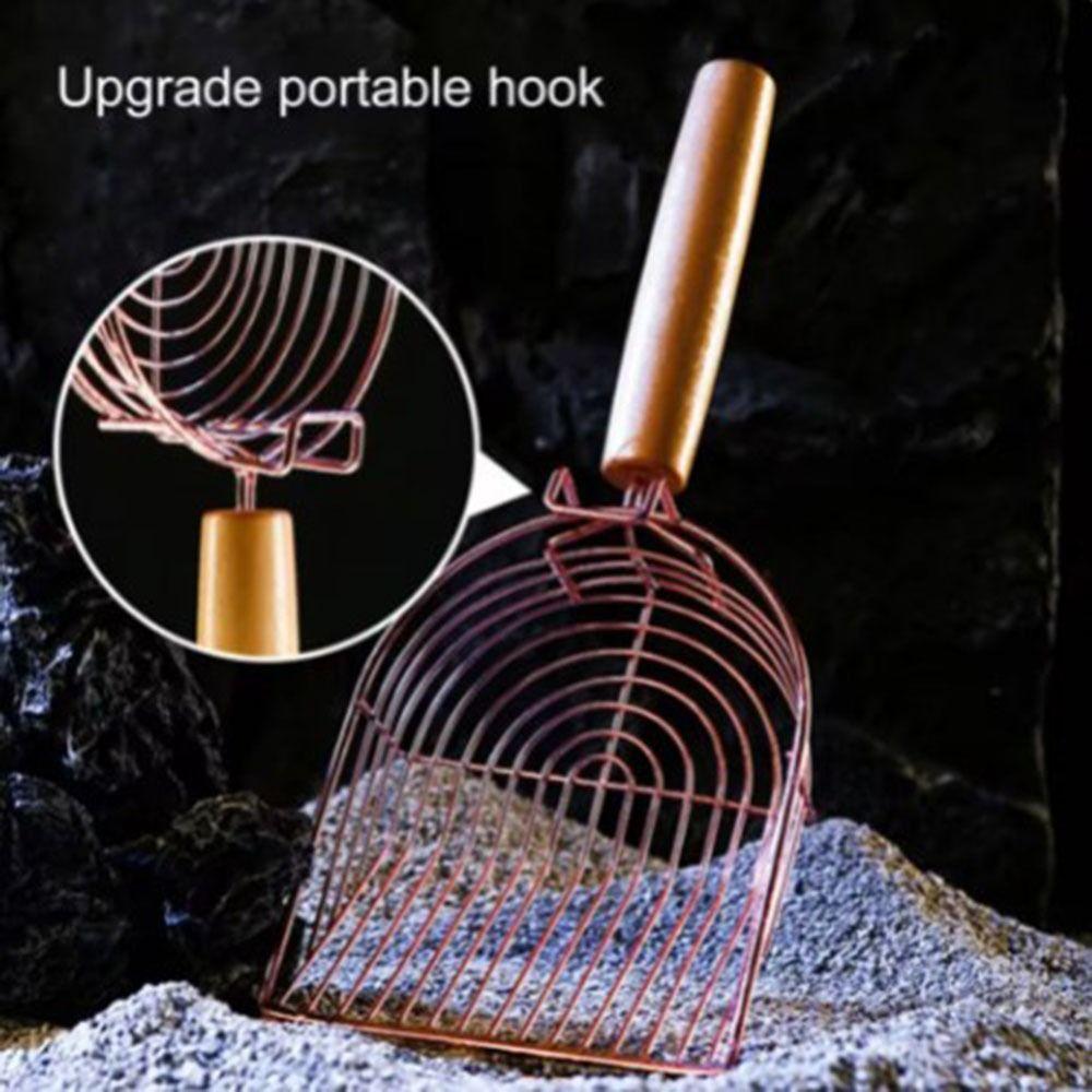 

Совок для кошачьего песка с деревянной ручкой, металлический инструмент для чистки туалета для котят, лопата для кошачьего туалета, уборка фекалий розы красного