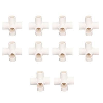 10 Pcs PVC Pipe Fitting 20mm 5 Way Right Angle 3 Dimensional Elbow Pipe Connector for Furniture White
