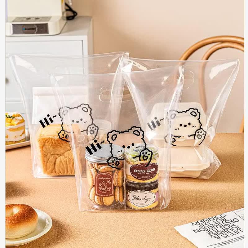 MEIDI Clear Takeaway Tote Bags (100 Pcs)