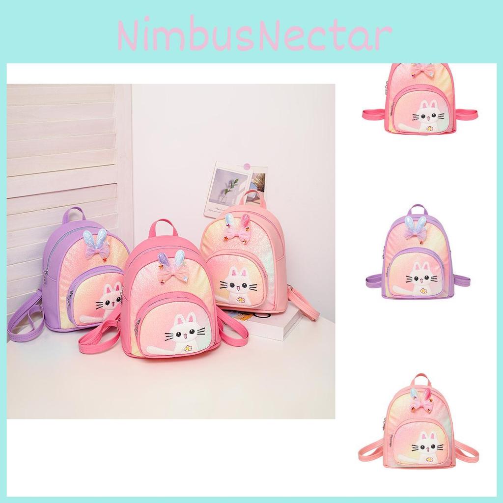 Adorable Pink And Purple Cartoon Cat Backpack For Girls Lightweight And Fun