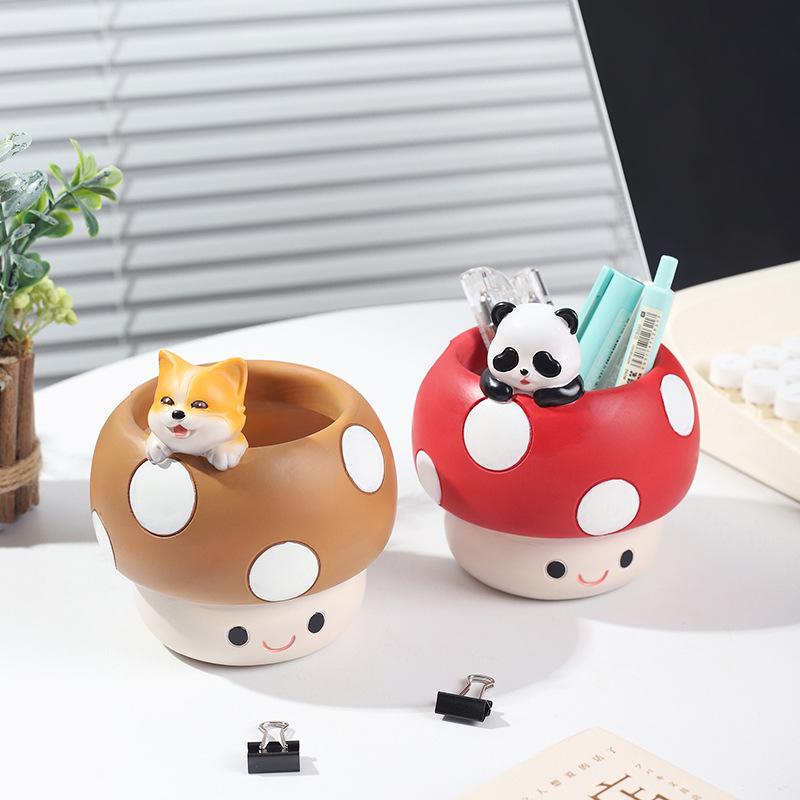 Creative Panda Mushroom Garden Decor - Cute Resin Flower Pots for Succulents