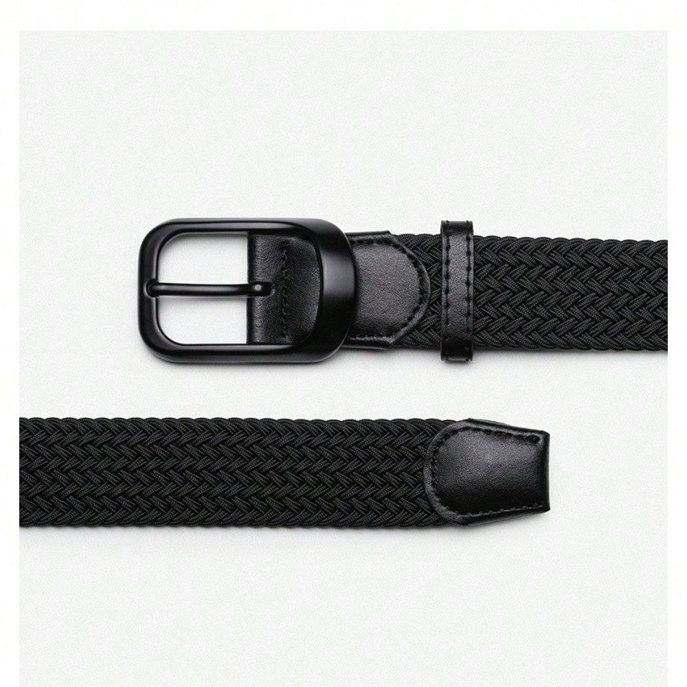 Men's Elastic Woven Belt, Non-porous Elastic Belt, Casual Buckle Belt