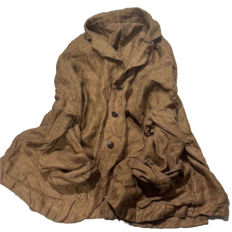 Johnature Dámské vintage bundy Jednobarevné Kabáty s límcem a dlouhým rukávem Knoflíky Kapsy Kabát