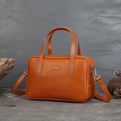 Retro Design Sinn Bowlingtasche Damen Pflanzlich Gegerbtes Oberes Rindsleder Kleine Quadratische Tasche Einfache Pendler Handtasche