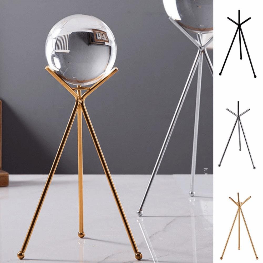 Simple Triangle Crystal Ball Base Gold/Silver Sphere Display Stand  Desktop Ornaments