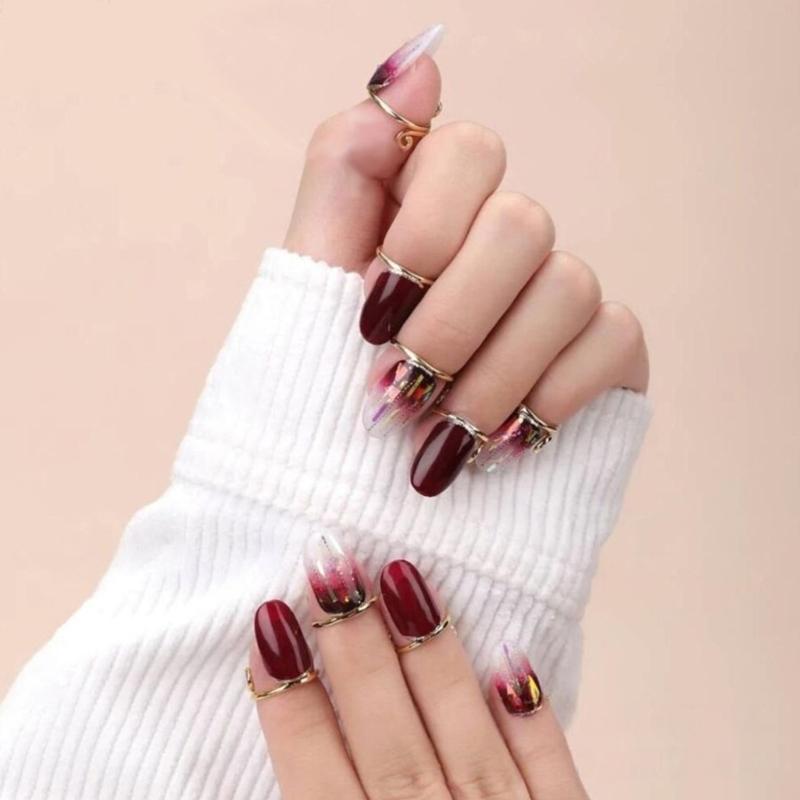 Adjustable Fingernail Rings Set Detachable Reusable Nail Rings Set Metal Nail Rings for Acrylic Nail & Press On Nail
