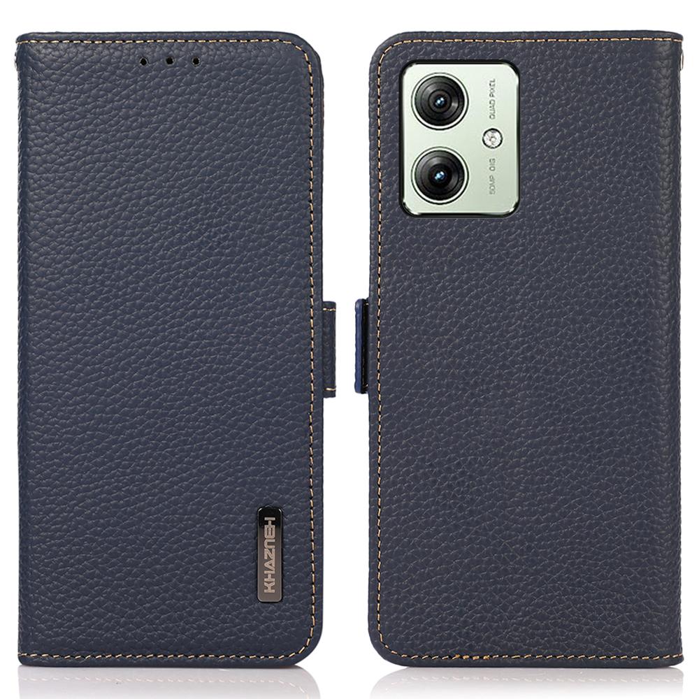 For Motorola Moto G64 5G Phone Case RFID Blocking Genuine Cow Leather Flip Cover