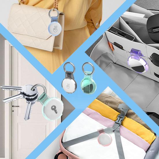 

Защитный чехол AirTag для чехла, 2 шт., прозрачный держатель для трекера, ремень с брелком, портативный зажим-локатор, анти-потерянный