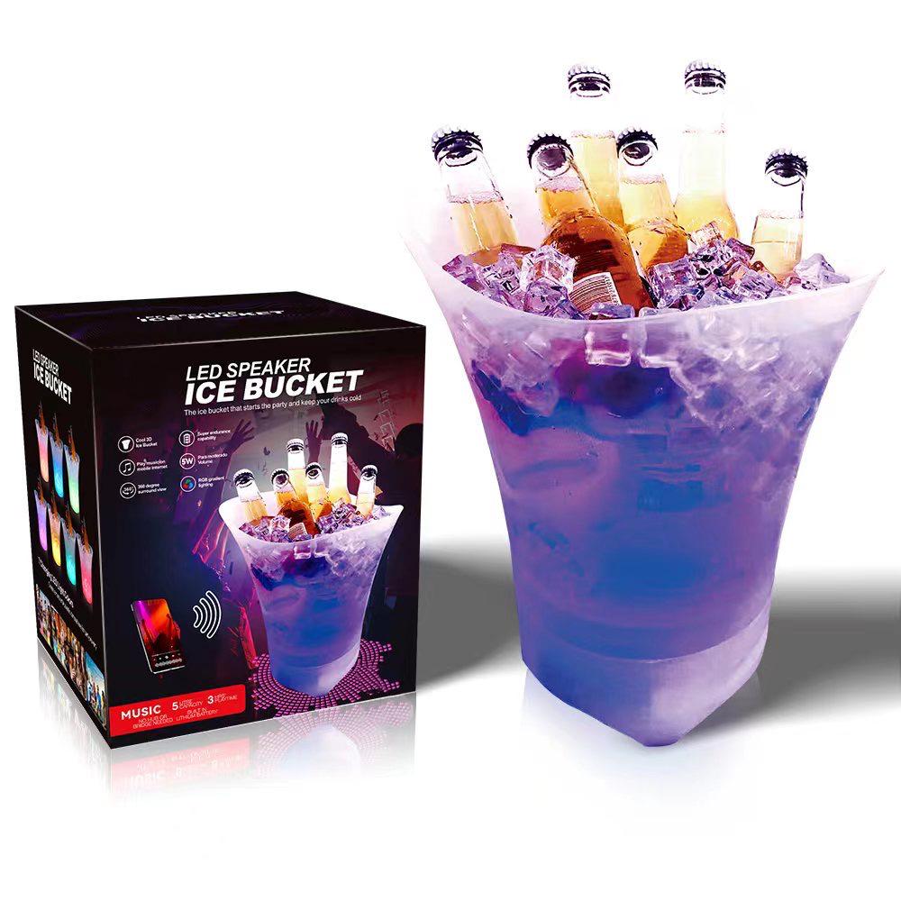 Portable LED Bluetooth Ice Bucket Speaker for Camping
