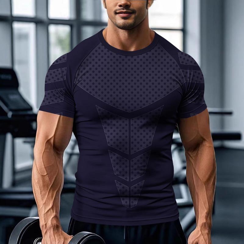 Gym Sports Men's Short Sleeve T-shirt Elastic Fitness Speed Drying Muscle Sleeve Insert Shoulder T-shirt