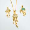Gold-Plated Ocean Series Jellyfish Pendant Necklace - European & American Fashion Light Luxury Jewelry