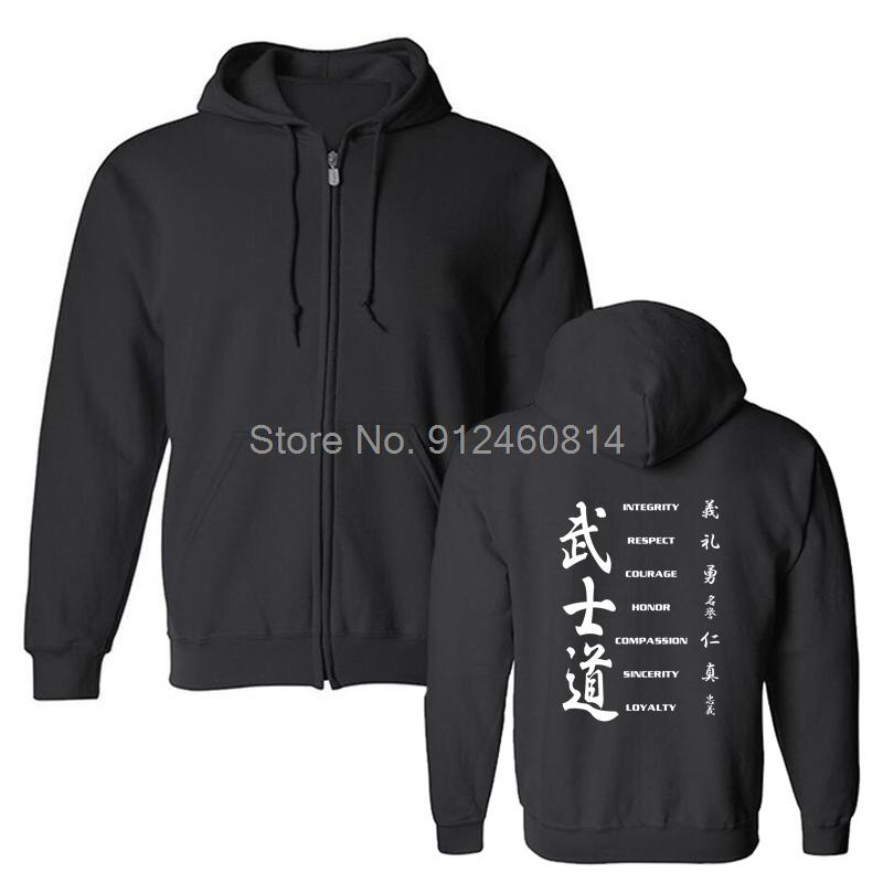 Samurai Hoodie - Bushido Code Damen Herren Fleece Hoodies Hip Hop Kapuzensweatshirt Streetwear Harajuku