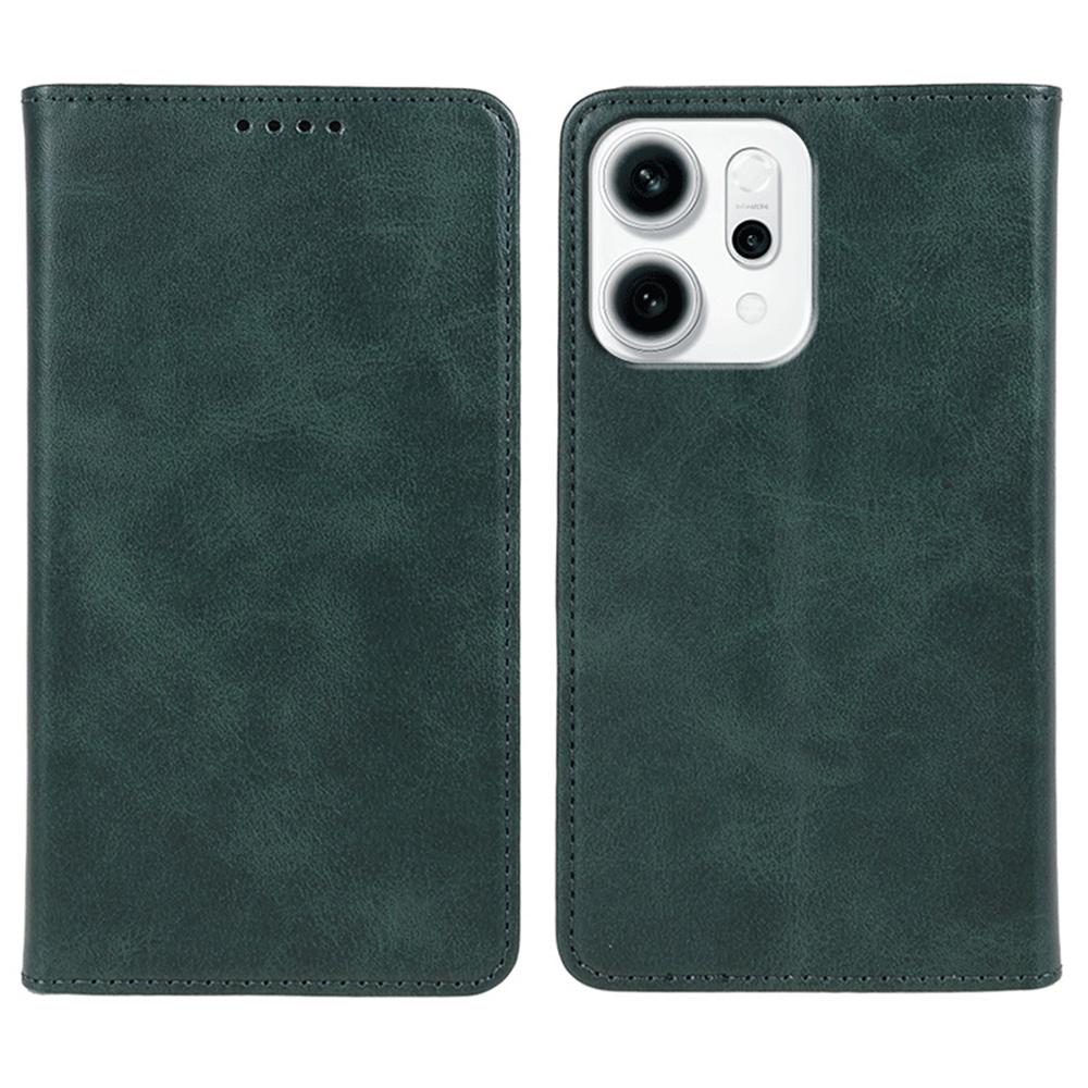 For Oppo Reno14 F 5G Case Strong Magnetic PU Leather Phone Cover Calf Texture