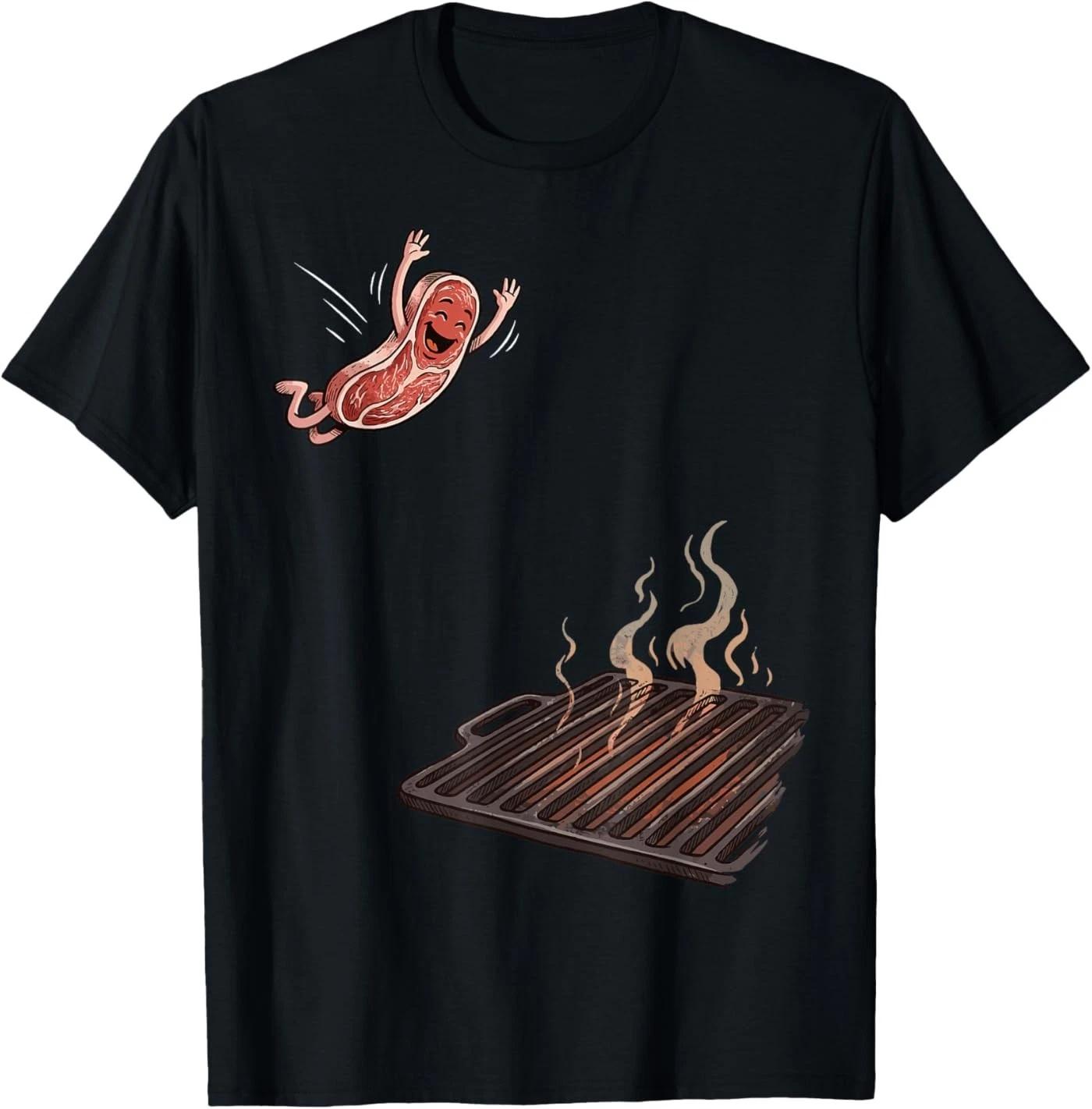 Steak Jumping on to Grill Funny BBQ T-Shirt 160