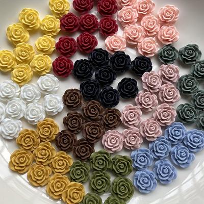10 Stück Florale Harz-Cabochons - Weiße Rosen Verzierungen für Scrapbooking, Schmuckherstellung, DIY-Bastelarbeiten und Hochzeitsdekoration