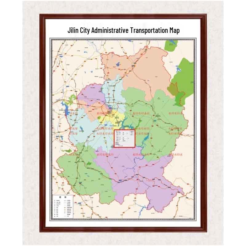Explorer Framed World, China & Jilin City Map