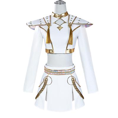 Rumi Mira Zoey White Gesangsanzug Damen Mädchen Halloween Party Rollenspiel Outfit Cosplay Kostüm Perücke für Erwachsene Kinder