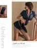 Manyan Sexy Policewoman Lace Top & Pleated Skirt Uniform, Bold Backless Design