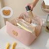 Cute Bear Large Leather Travel Makeup Bag For Women Cosmetic Organizer High-Capacity Storage Pouch For Female Zipper Wash Bag