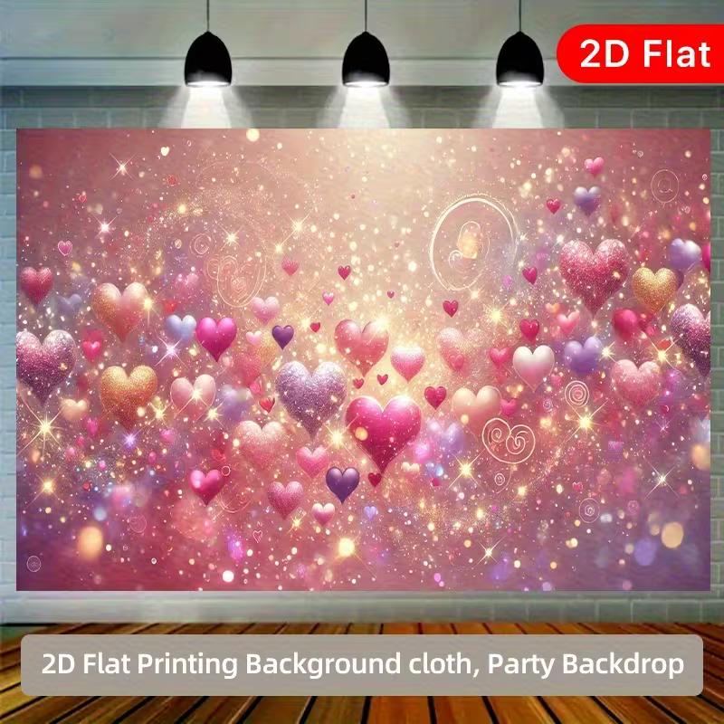 2D Romantic Shiny Hearts Backdrop for Wedding Photoshoot