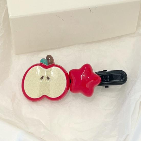 4Pcs Girl Hairpin Red Fruit Slice Decor Hair Clips Smooth Surface Rounded Edges Lightweight Hair Pins Hair Accessories