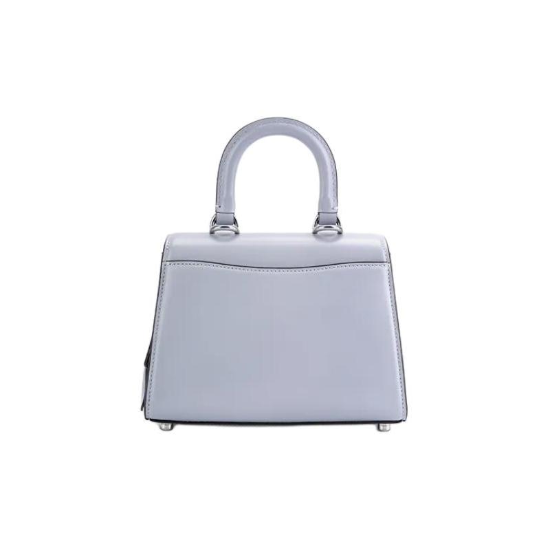 Coach Sammy 21 Solid Color Letter Logo Logo Push Lock Closure Cow Leather Diana Bag Shoulder Crossbody Handbag Small Size Women's Gray Blue