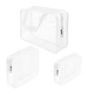 Set da 3 Sacchetti Cosmetici Trasparenti Extra Spessi — Pochette Impermeabili da Viaggio per Articoli da Toeletta e Organizer con Manici