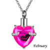 Always In My Heart Stainless Steel Birthstone Heart -Shaped Glass Clavicle Chain Perfume Bottle Keepsake Necklace Jewelry