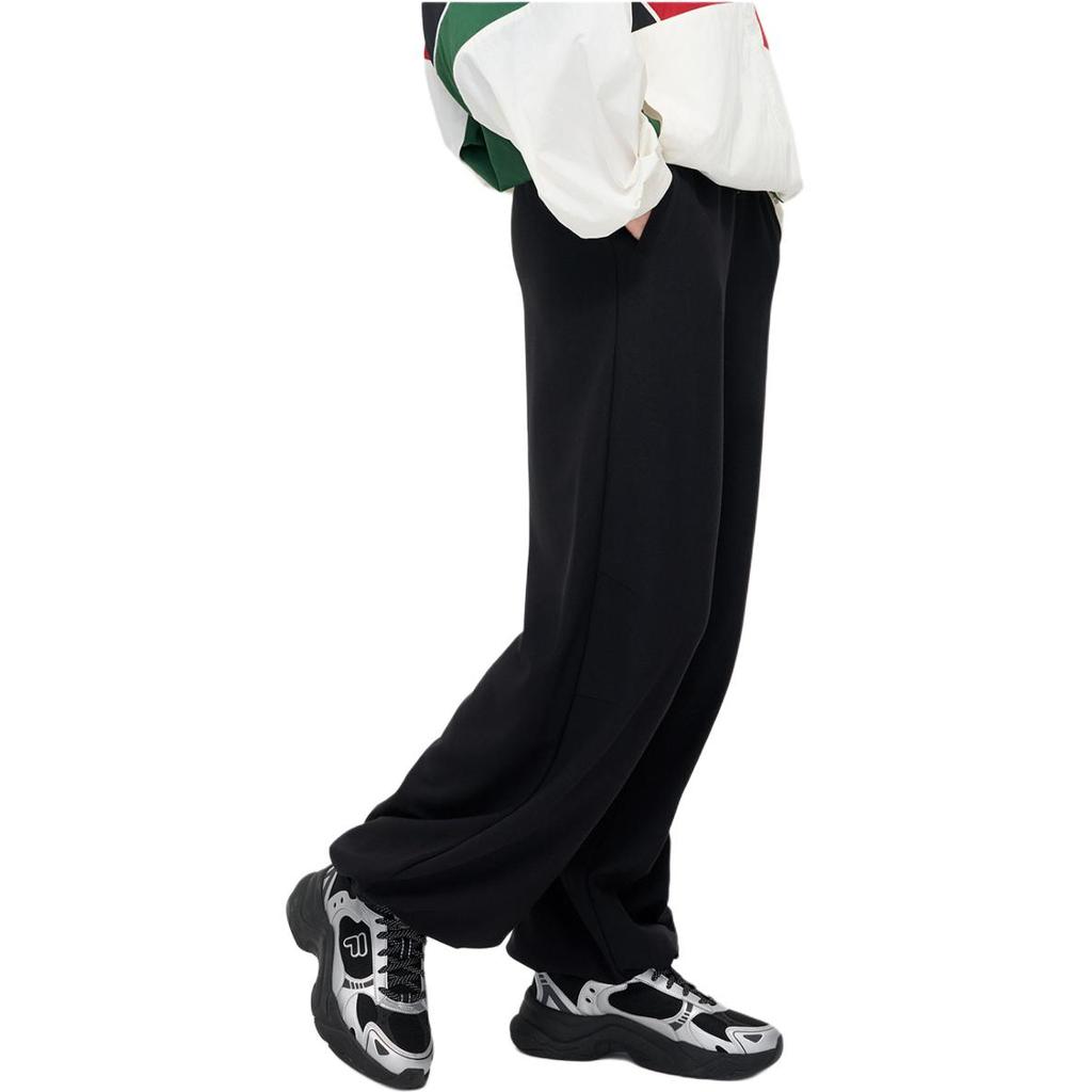 FILA Solid Color Loose Fit Knit Sports Pants Women bottoms Black T11W432602ABK