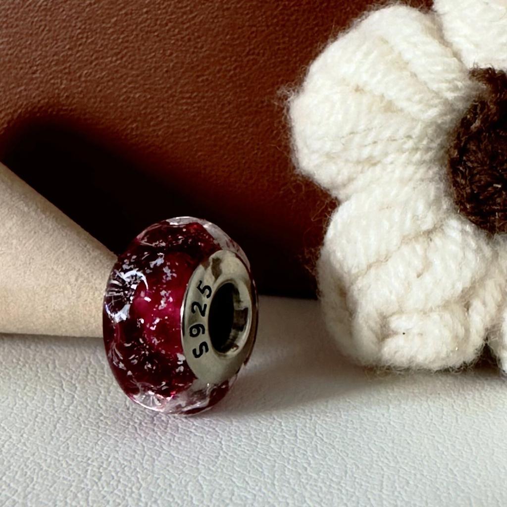 Colorful copper Mini Murano Glass Bead Charms Charm Fits Authentic Bracelets Blue Faceted Murano for Women Necklaces Jewellery