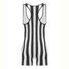 Tuta da Wrestling a Strisce da Uomo Senza Maniche Vestibilità Aderente Boxer Romper Bodybuilding Palestra Sport Body