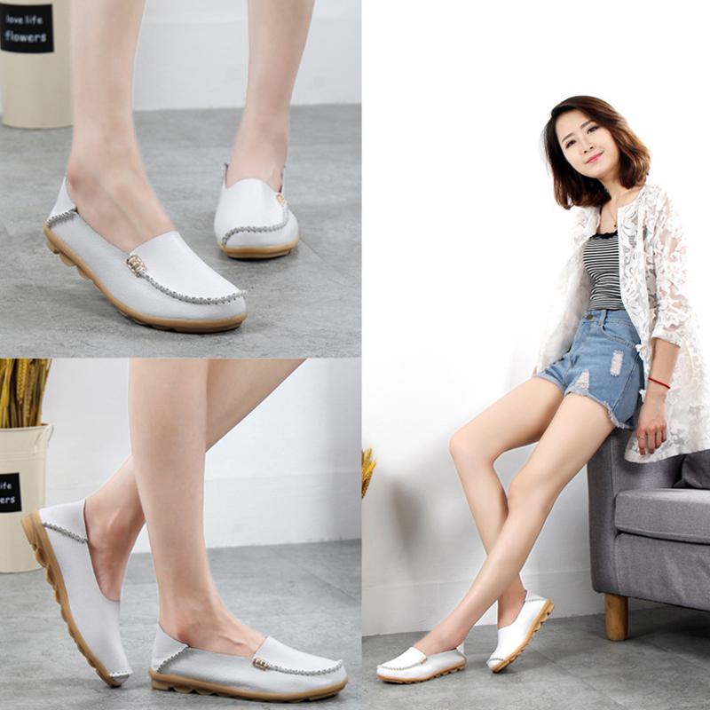 Модная женская обувь Большие размеры Плоские туфли Женские лоферы из натуральной кожи — фото 16