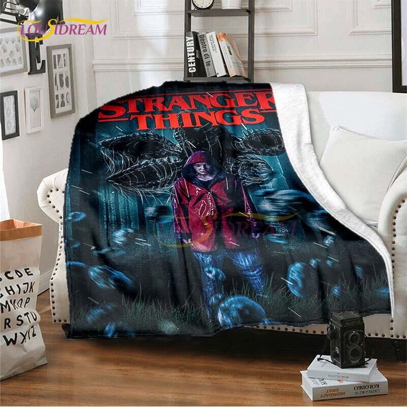 Hot Netflix Movie Stranger Things Blankets for Beds Soft Flannel Blanket Queen Size Home Decor Bedding Cover Kids Gift Picnic
