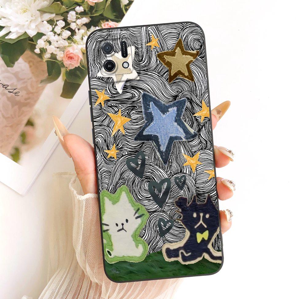 For Oppo A16k CPH2349 Casing For Oppo A16e CPH2421 Cover Fashion Cartoon Cute Funny Painted Silicone Phone Case