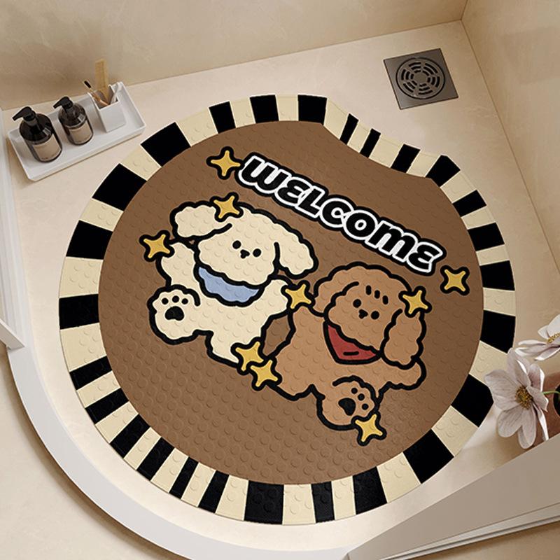 

Cartoon Cartoon Bathroom Suction Cup Anti-slip Mat Bath Room Foot Mat Toilet Shower Room Elderly Anti-fall Carpet round notch 55 * 55cm
