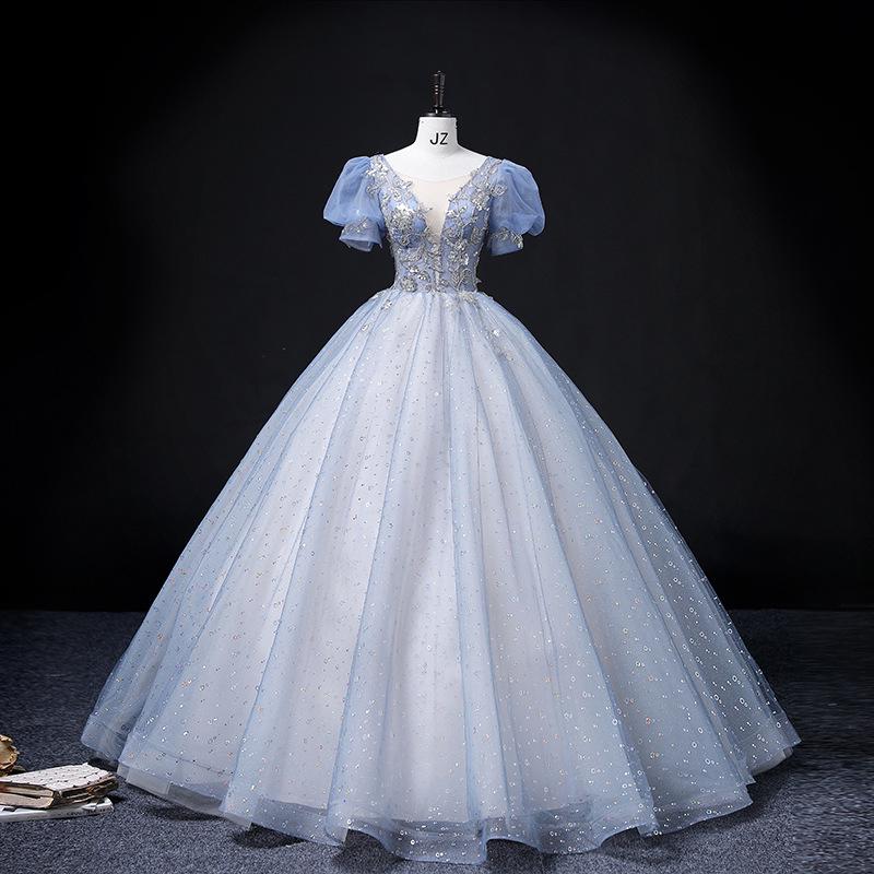 2025 Spring Art Recital Gown: Solo Vocal Court-Style Puff Dress