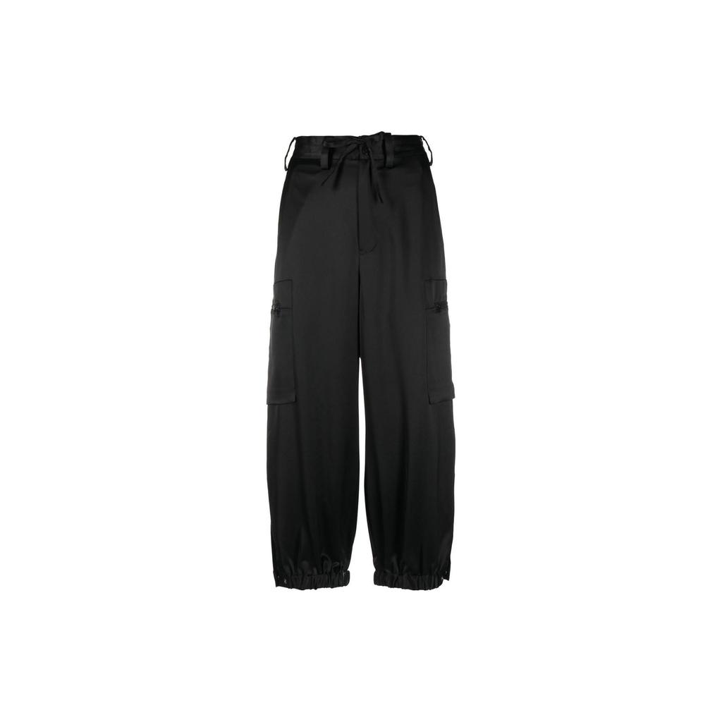 Y-3 Solid Color Waist Cinched Multi Pocket Casual Long Pants Women bottoms Black H63038
