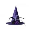 Foldable Flower Wizard Cap Rose Feather Halloween Cap Funny Halloween Witch Hat  Women