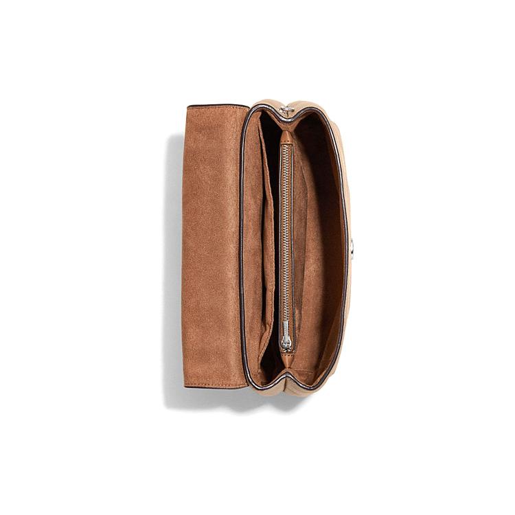 New COACH Polished Leather Convertible Crossbody Bag Medium Size Women's Milk Tea CA146-SVUM