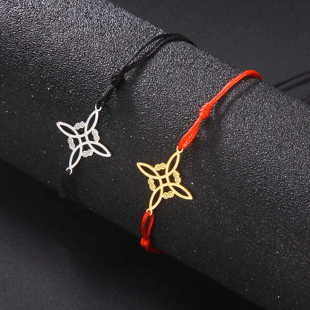 Lucktune Witch Knot Cord Bracelet Stainless Steel Celticss Knot Witch Amulet Charms Bracelet for Women Men Vintage Jewelry Gift
