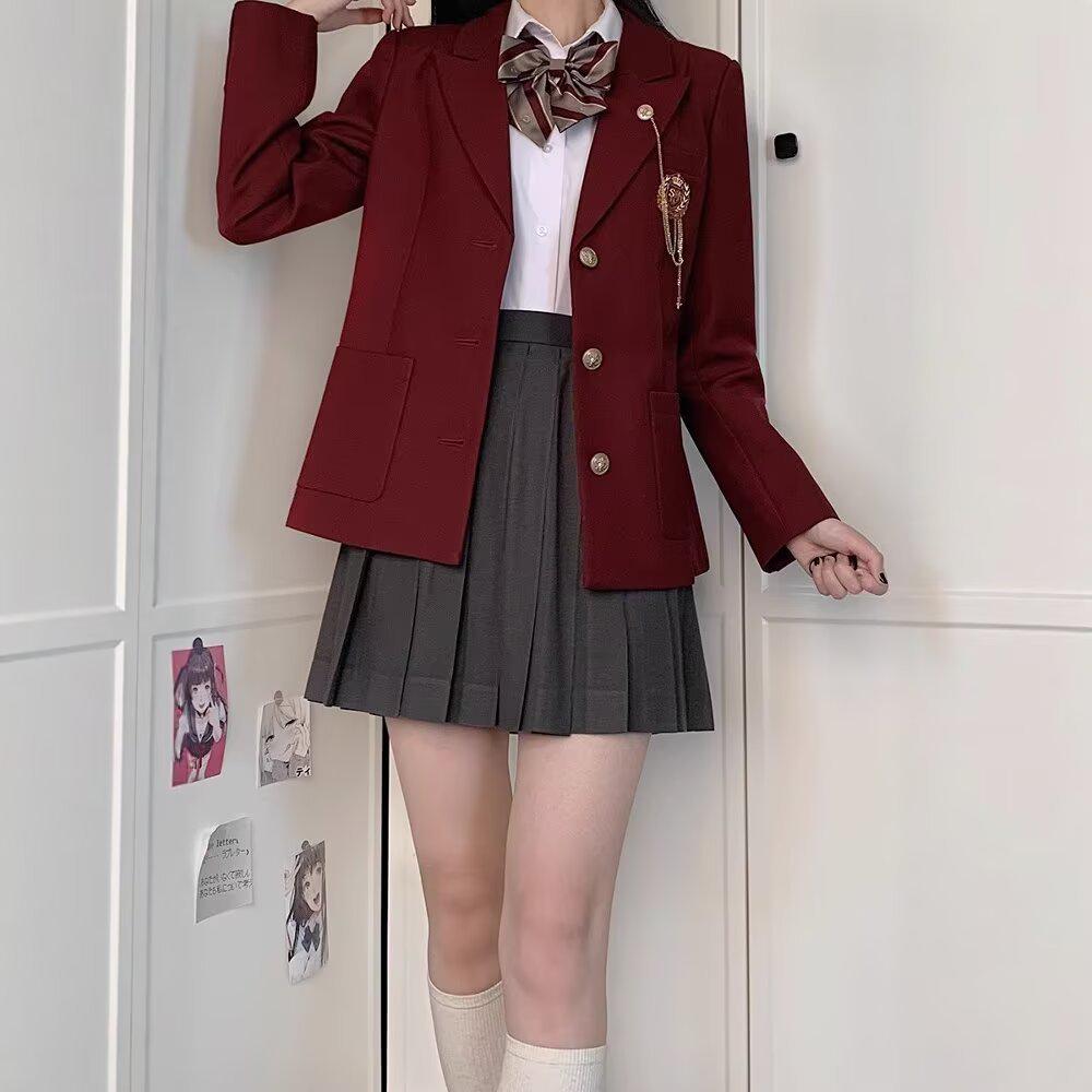 Japanese College Style DK Suit: Loose Rogue Handsome Uniform for Spring/Autumn - Unisex Student Graduation Photo Outerwear with Badge