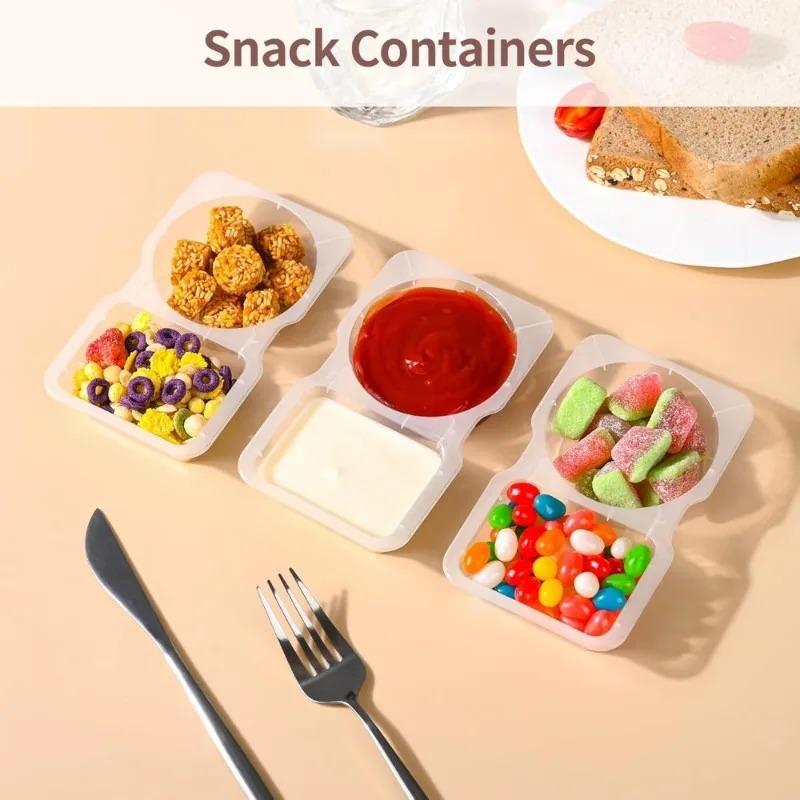 5/10/20PCS Double Compartment Seasoning Container with Lid Portable Compartment Snack Container for Daily Outdoor Picnic