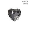 50Pcs/Pack Heart Shape Glitter Sewing Rhinestones Sew On With Silver Claw Glass Crystal Stones 8mm Diamond Beads Ornament