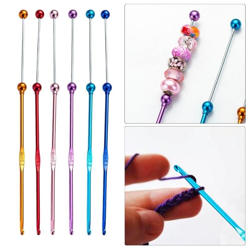 Beads Knitting Needle Metal Crochet Hook 3mm Easy to Use Crochet Needle for Crocheting Knitting for Handicrafts