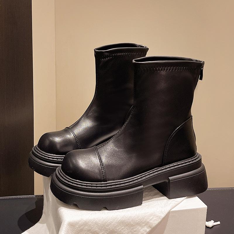 

Black retro platform boots women s 2025 new small versatile and thin short boots British Martin boots 40
