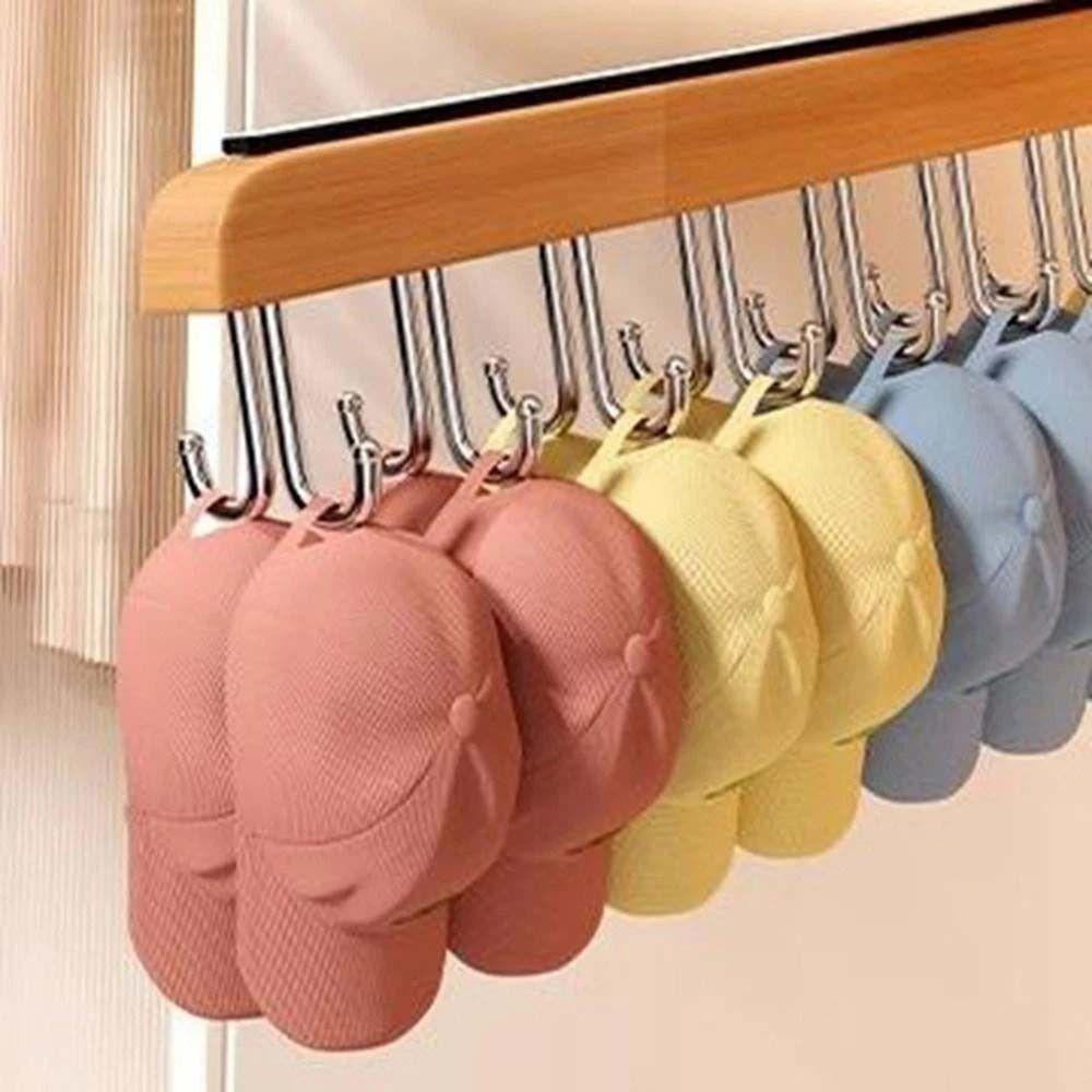 Wood Hat Storage Hanger 16 Hooks Clothes Hanger New Underwear Storage Rack  Home