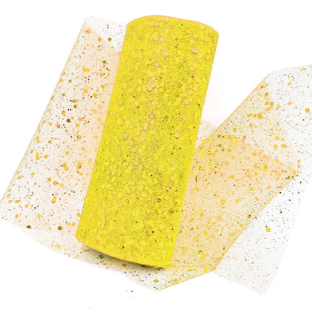 Glitter Tulle Fabric Roll 6 Inch 10 Yards Sequin Sparkling Ribbon Spool Netting for Wedding Tutu Skirt Gift Wrapping Party Decor