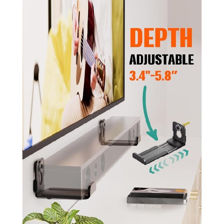 Uchwyt ścienny do soundbara Wysuwana długość Matowa czerń Bezpieczny Kształt L Do wielu pomieszczeń